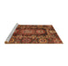 Sideview of Machine Washable Abstract Saffron Red Rug, wshabs3906