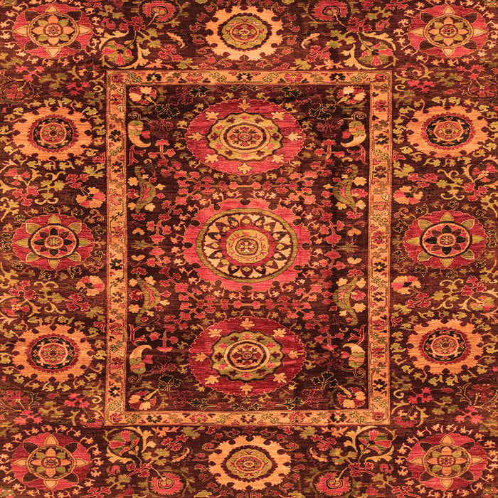 Square Oriental Orange Traditional Rug, abs3906org