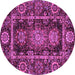 Round Machine Washable Oriental Purple Traditional Area Rugs, wshabs3906pur