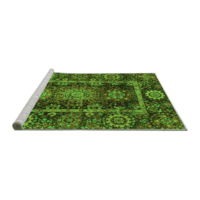 Sideview of Machine Washable Oriental Green Traditional Area Rugs, wshabs3906grn