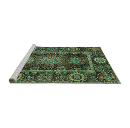 Sideview of Machine Washable Oriental Turquoise Traditional Area Rugs, wshabs3906turq