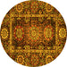 Round Oriental Yellow Traditional Rug, abs3906yw