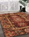 Abstract Saffron Red Oriental Rug in Family Room, abs3906