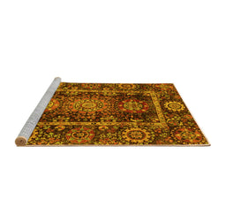 Sideview of Machine Washable Oriental Yellow Traditional Rug, wshabs3906yw