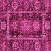 Square Machine Washable Oriental Pink Traditional Rug, wshabs3906pnk