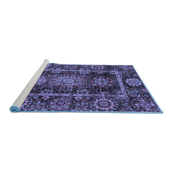 Sideview of Machine Washable Oriental Blue Traditional Rug, wshabs3906blu