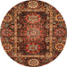 Round Machine Washable Abstract Saffron Red Rug, wshabs3906