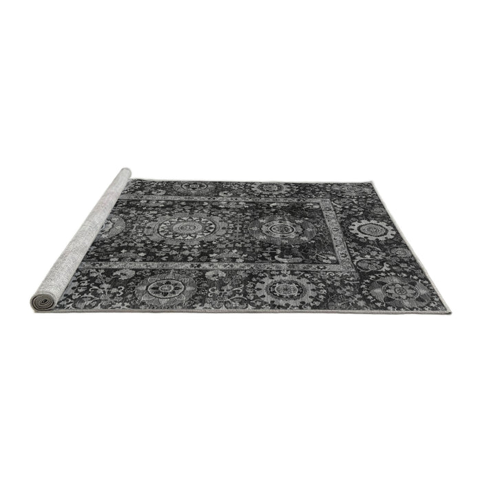 Sideview of Machine Washable Oriental Gray Traditional Rug, wshabs3906gry
