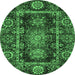 Round Oriental Emerald Green Traditional Rug, abs3906emgrn