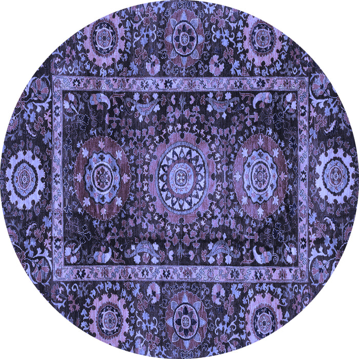 Round Oriental Blue Traditional Rug, abs3906blu