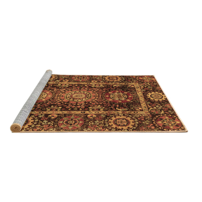 Sideview of Machine Washable Oriental Brown Traditional Rug, wshabs3906brn