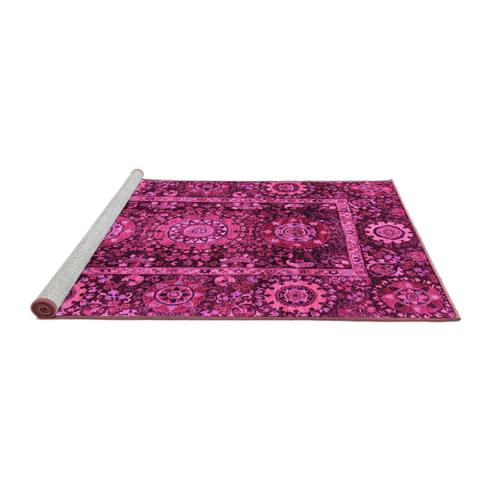 Sideview of Machine Washable Oriental Pink Traditional Rug, wshabs3906pnk