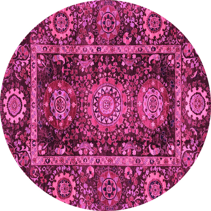 Round Oriental Pink Traditional Rug, abs3906pnk