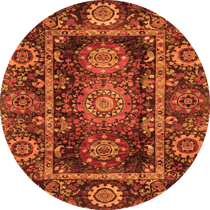 Round Oriental Orange Traditional Rug, abs3906org