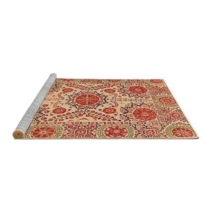 Sideview of Machine Washable Abstract Red Rug, wshabs3907