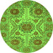 Round Abstract Green Modern Rug, abs3907grn