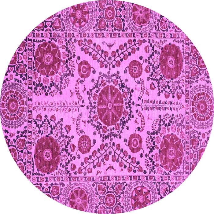 Round Machine Washable Abstract Purple Modern Area Rugs, wshabs3907pur