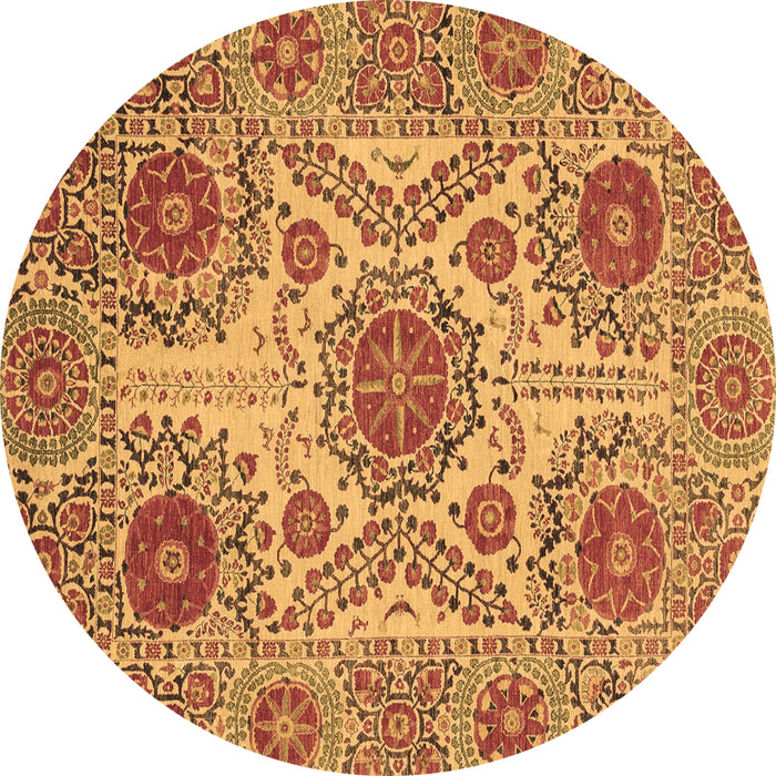 Round Machine Washable Abstract Brown Modern Rug, wshabs3907brn