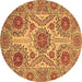 Round Machine Washable Abstract Brown Modern Rug, wshabs3907brn