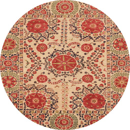Round Machine Washable Abstract Red Rug, wshabs3907