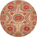 Round Machine Washable Abstract Red Rug, wshabs3907