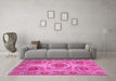 Machine Washable Abstract Pink Modern Rug in a Living Room, wshabs3907pnk