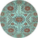 Round Machine Washable Abstract Light Blue Modern Rug, wshabs3907lblu