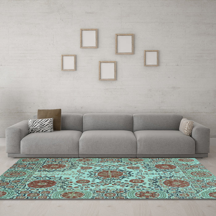 Machine Washable Abstract Light Blue Modern Rug in a Living Room, wshabs3907lblu