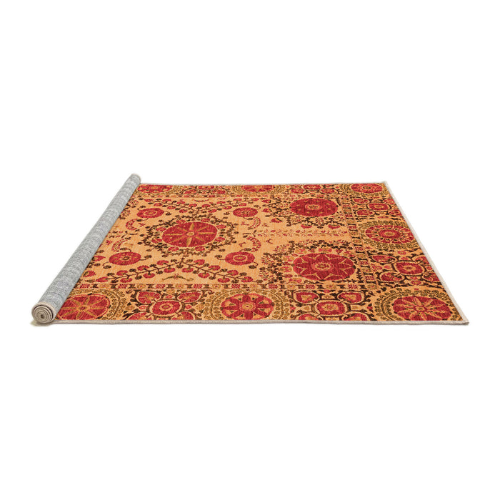 Sideview of Machine Washable Abstract Orange Modern Area Rugs, wshabs3907org
