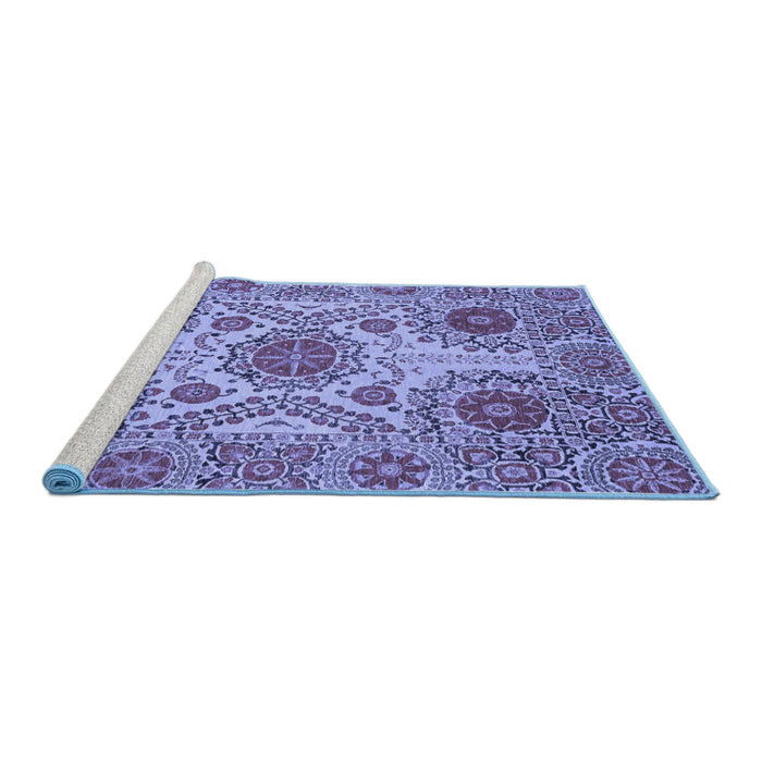 Sideview of Machine Washable Abstract Blue Modern Rug, wshabs3907blu