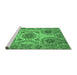 Sideview of Machine Washable Abstract Emerald Green Modern Area Rugs, wshabs3907emgrn