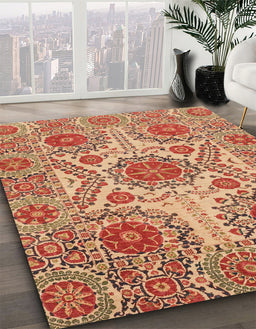 Machine Washable Abstract Red Rug in a Family Room, wshabs3907