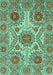 Machine Washable Abstract Turquoise Modern Area Rugs, wshabs3907turq