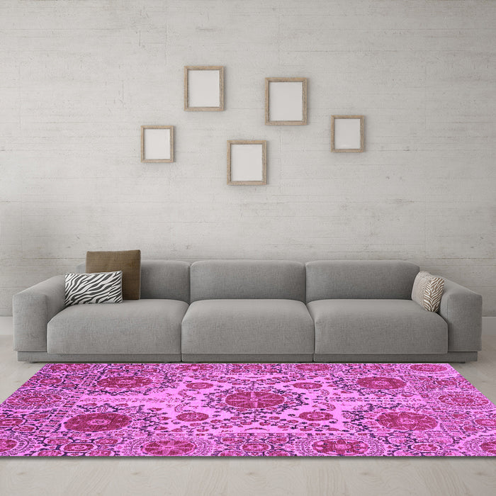 Machine Washable Abstract Purple Modern Area Rugs in a Living Room, wshabs3907pur