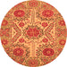 Round Abstract Orange Modern Rug, abs3907org