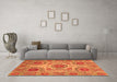 Machine Washable Abstract Orange Modern Area Rugs in a Living Room, wshabs3907org