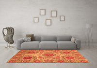 Machine Washable Abstract Orange Modern Rug, wshabs3907org