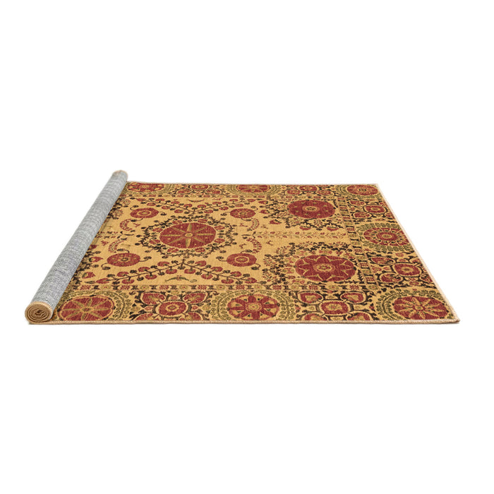 Sideview of Machine Washable Abstract Brown Modern Rug, wshabs3907brn