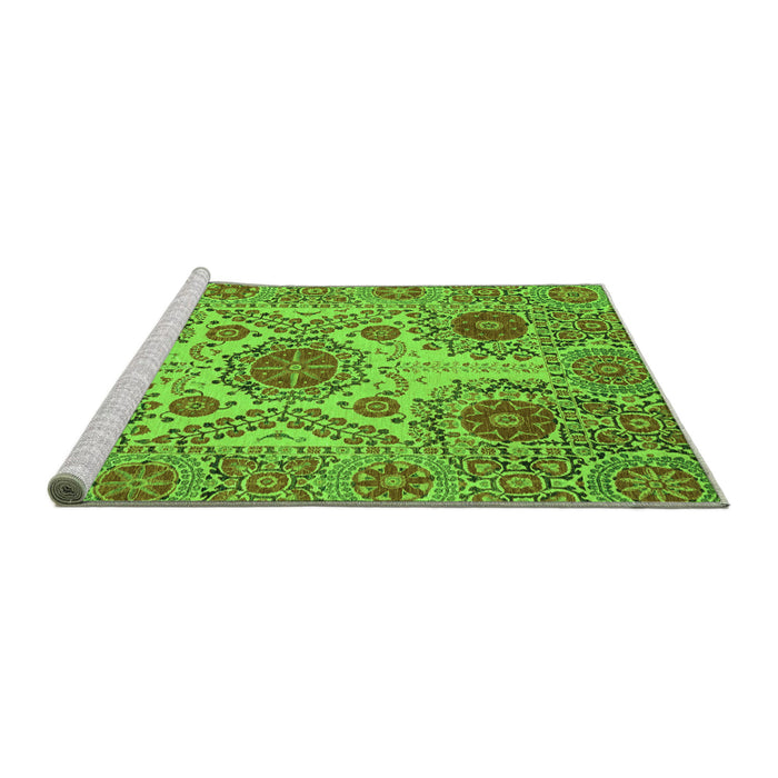 Sideview of Machine Washable Abstract Green Modern Area Rugs, wshabs3907grn