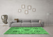 Machine Washable Abstract Emerald Green Modern Area Rugs in a Living Room,, wshabs3907emgrn