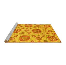 Sideview of Machine Washable Abstract Yellow Modern Rug, wshabs3908yw
