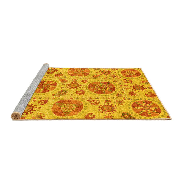 Sideview of Machine Washable Abstract Yellow Modern Rug, wshabs3908yw