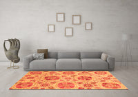 Machine Washable Abstract Orange Modern Rug, wshabs3908org