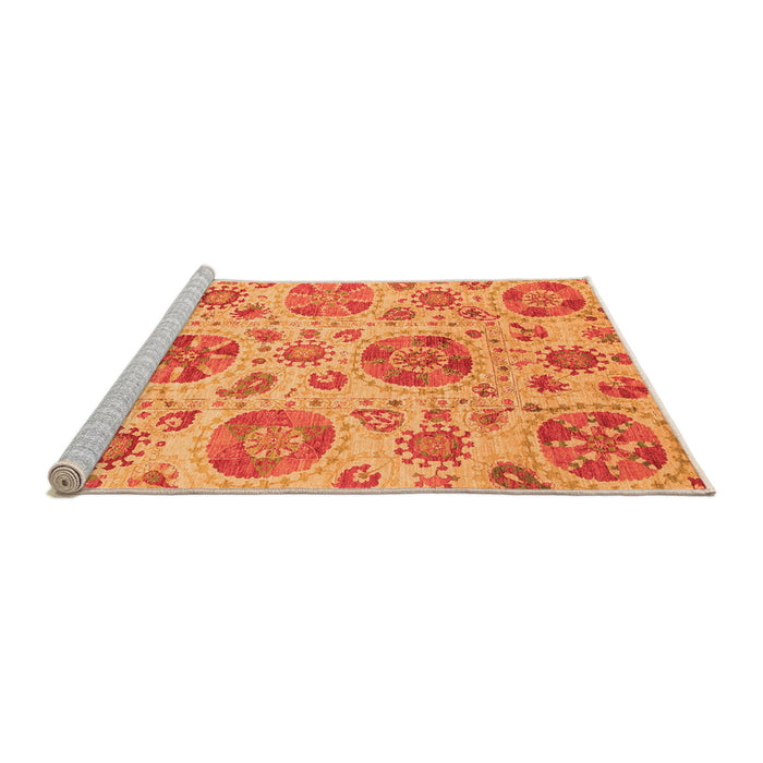 Sideview of Machine Washable Abstract Orange Modern Area Rugs, wshabs3908org
