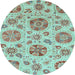 Round Machine Washable Abstract Light Blue Modern Rug, wshabs3908lblu