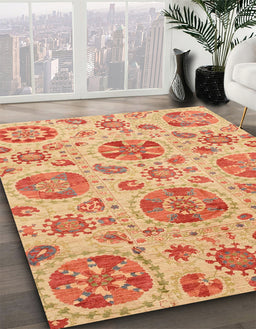 Abstract Bright Orange Modern Rug in Family Room, abs3908