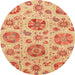 Round Abstract Bright Orange Modern Rug, abs3908