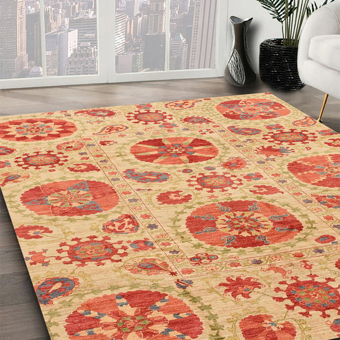 Machine Washable Abstract Bright Orange Rug in a Family Room, wshabs3908