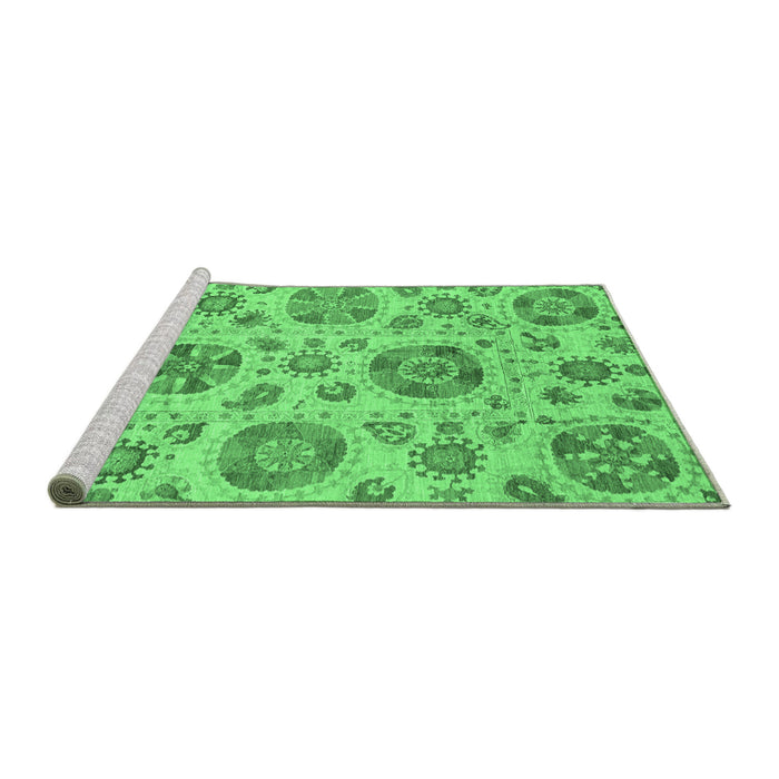 Sideview of Machine Washable Abstract Emerald Green Modern Area Rugs, wshabs3908emgrn