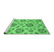 Sideview of Machine Washable Abstract Emerald Green Modern Area Rugs, wshabs3908emgrn